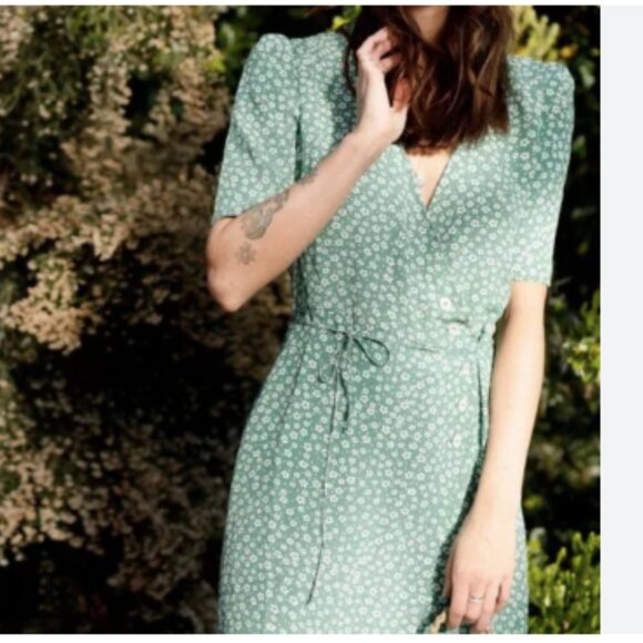 Rouje Paris Gabin Floral Print Wrap Midi Dress - Picture 3 of 11